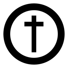 Cross icon in circle round black color vector illustration image solid outline style