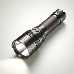black flashlight isolated on white