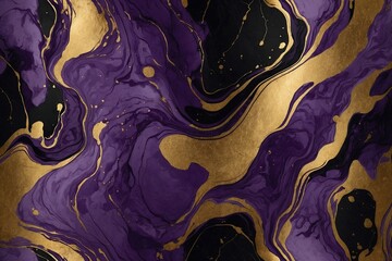acrylic golden, black and purple with swirls backgrop