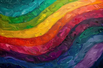 Foto op Canvas illustration of abstract rainbow waves background. Created with Generative AI  © agrus_aiart