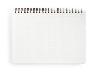 One notebook isolated on white, top view