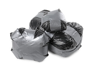 Packages with narcotics isolated on white. Drug addiction