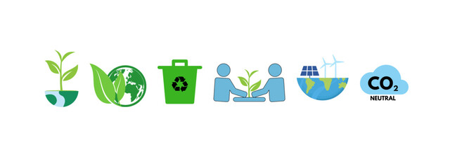 Colored icons sustainable and environmental ( ESG) concepts