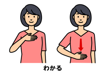 手話で「わかる」と話す女性