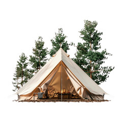 Tent in the forest. Сamping. Isolated on transparent background.