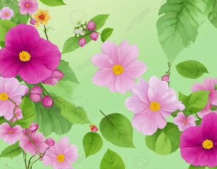Beautiful Flowers And Leaf. Ai generate 