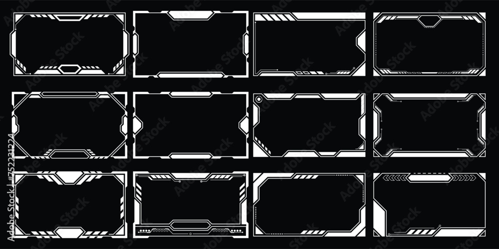 Poster sci-fi futuristic hud dashboard display virtual reality technology screen. user interface set. stati