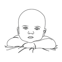 Continuous line drawing of Cute little baby vector illustration design.