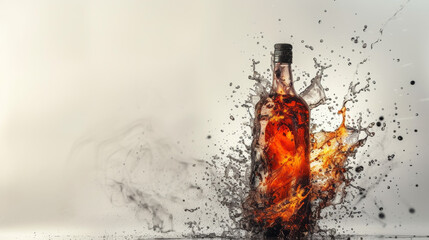 Molotov cocktail on white background