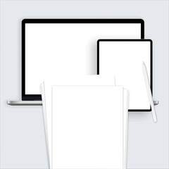  Tablet mockup, Notebook mock-up, Laptop mock up, Vector shapes, Device templates, Useful outlines, Use ful outlines