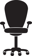 Office chair or logo in modern Fill style. High quality black filled pictogram for web site design and mobile app. Furniture for office Interior vector illustration isolated on transparent background.