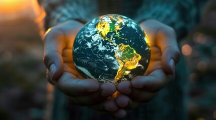 Fototapeta premium Earth hour, a global call to action for environmental awareness, sustainability, unity and energy conservation, symbolizes a collective commitment to the future of our planet.Ai generated