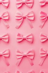 Pattern lazos elegantes coquette, cintas para el pelo aesthetic de color rosa - obrazy, fototapety, plakaty