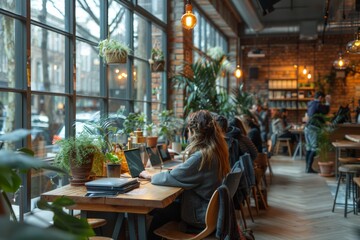 Fototapeta na wymiar Modern Shared Workspaces: Where Millennials Work and Connect
