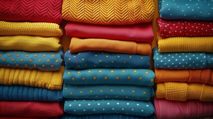 Pile of Colorful Sweaters