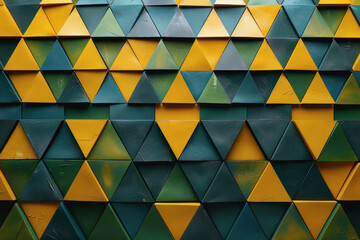 Abstract hyperrealism 3d background geometric triangle shape background with the colors yellow