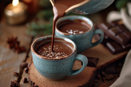 pour hot chocolate cup. generative ai