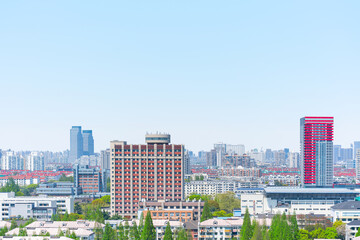 Fototapeta na wymiar Bird eye view of financial district buildings, Shanghai, China