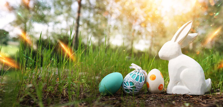 Easter eggs in the meadow
