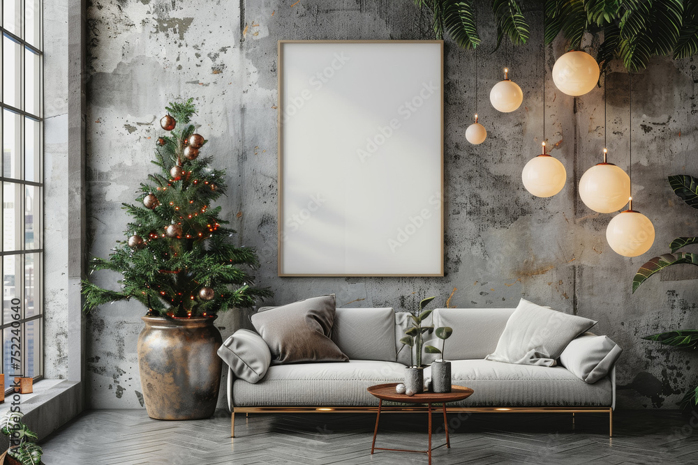 Poster minimal simple frame mockup blank frame rustic on wall simple horizontal orientation.