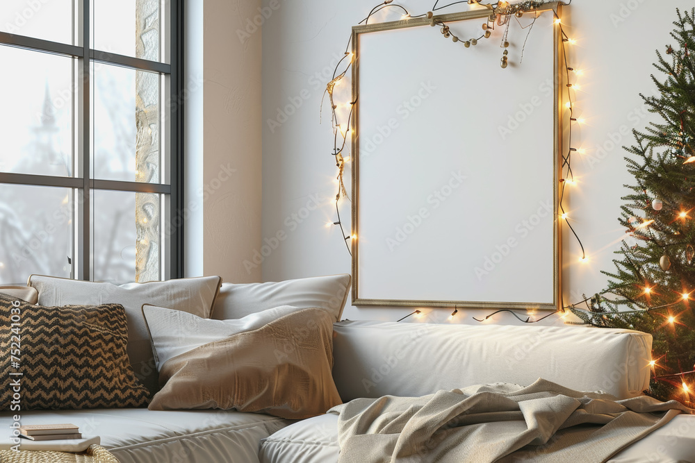 Aufkleber minimal simple frame mockup blank frame rustic on wall simple horizontal orientation.