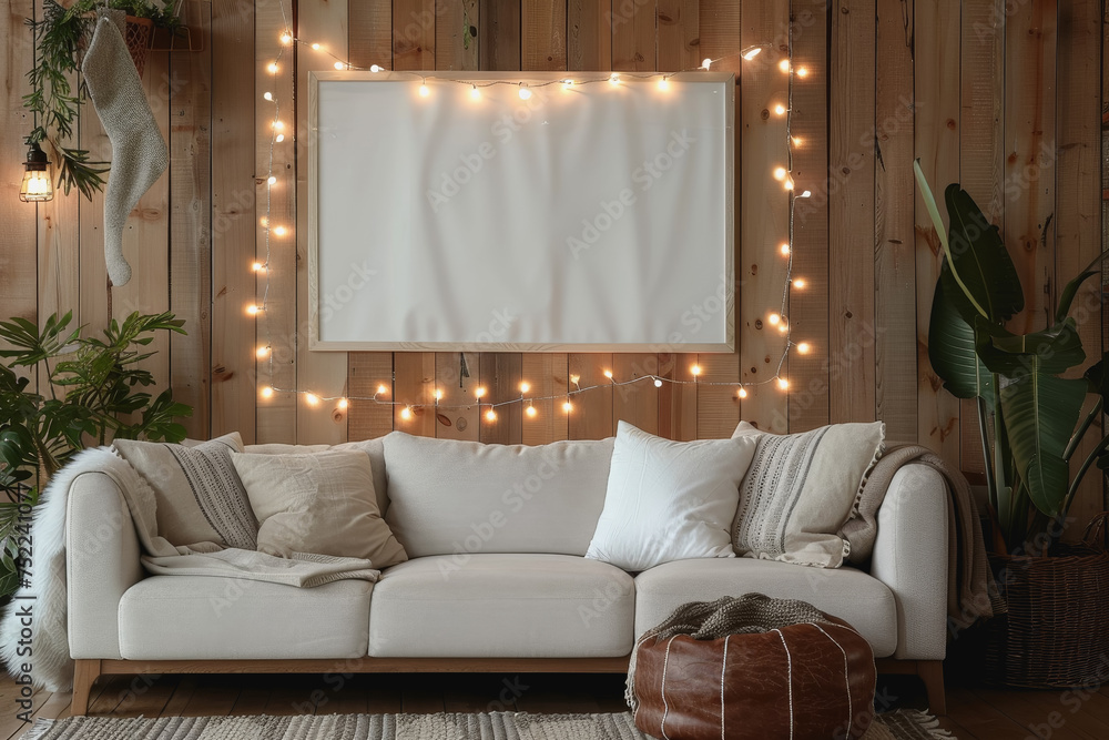 Aufkleber minimal simple frame mockup blank frame rustic on wall simple horizontal orientation.