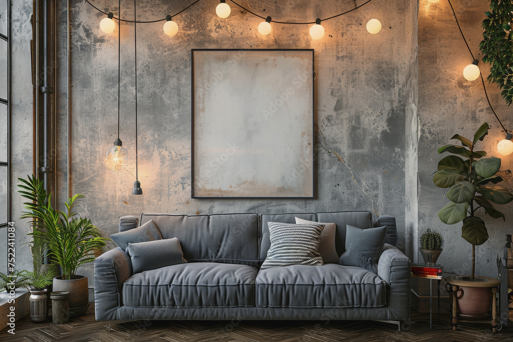Poster minimal simple frame mockup blank frame rustic on wall simple horizontal orientation.