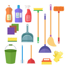 House cleaning and cleaning tools. Vector illustration.