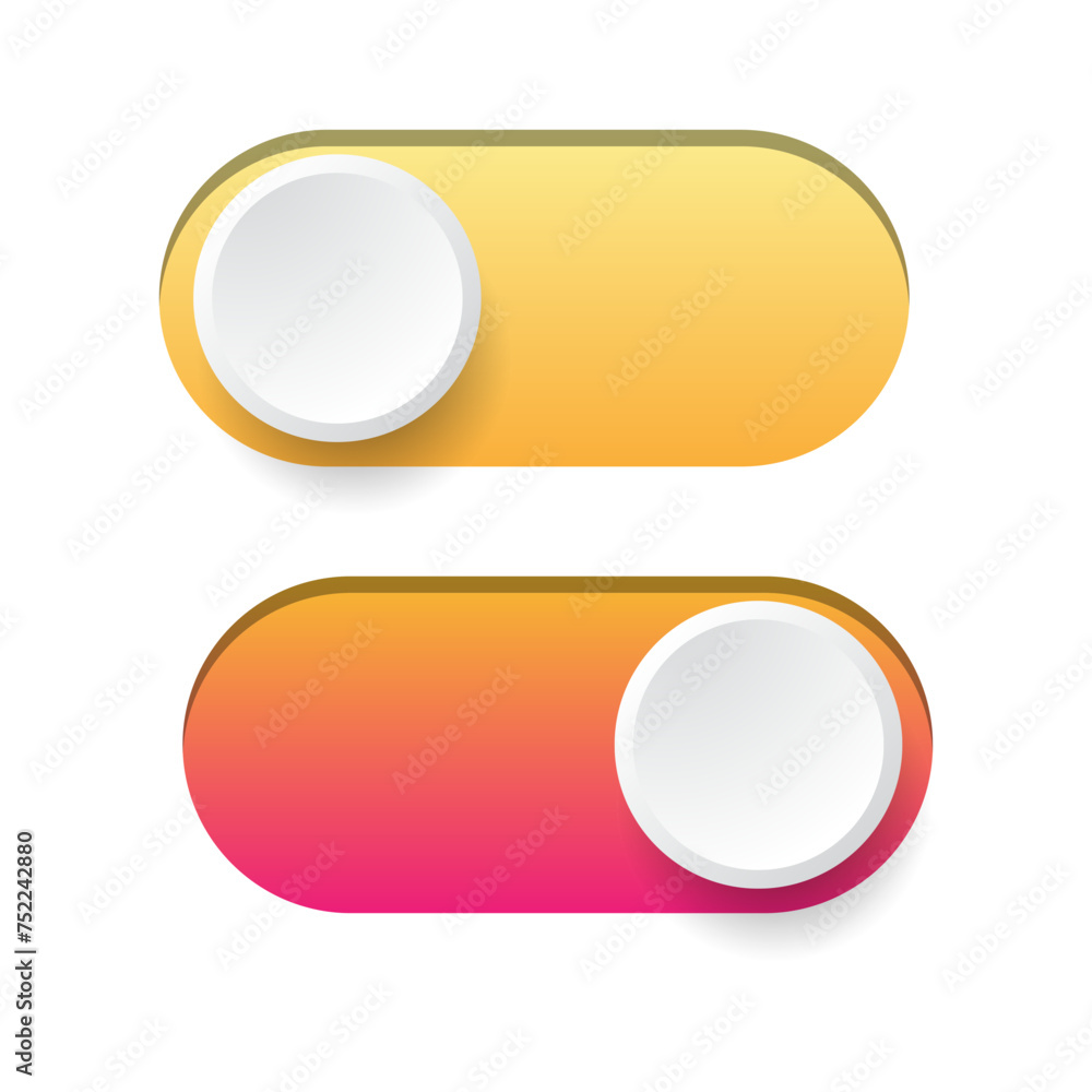 Poster on and off toggle switch buttons for ui design