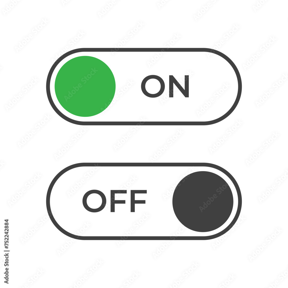 Poster on and off toggle switch buttons for ui design