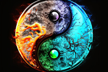Obraz na płótnie Canvas A neon luminous yin and yang icon. 
