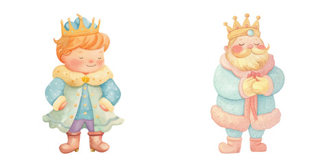 Obraz premium cute king watercolour vector illustration
