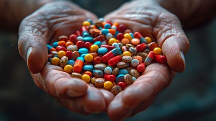 Person Holding Handful of Pills