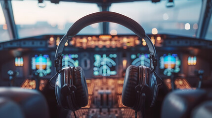 pilot headphones on white background