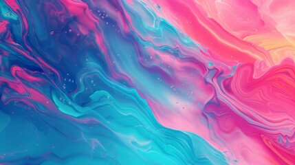 Fototapeta na wymiar An abstract fluid art background with vibrant colors like neon pink and electric blue