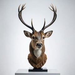 deer head trophy on white
