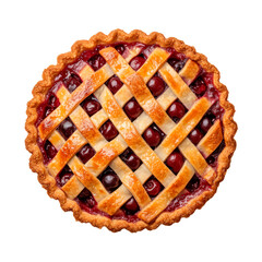 A cherry pie with a lattice crust Isolated on transparent background, PNG