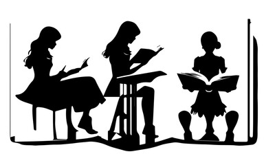 Empowering Women: Illustration of Women Reading a Book