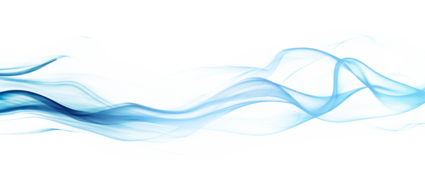 A blue wave is shown. Isolated on transparent background, PNG