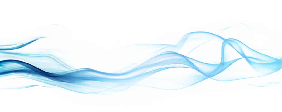 A blue wave is shown. Isolated on transparent background, PNG