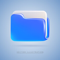 Folder in realistic 3d style, isolated on background. Vector illustration.
