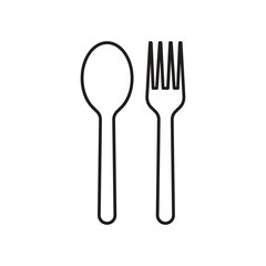 Linear icons of spoon and fork, cutlery, vector illustration.