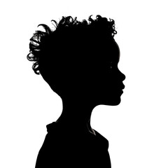 A boy face side view silhouette. Isolated on transparent background, PNG