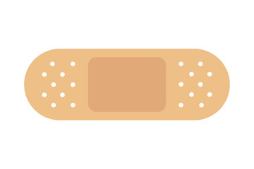 Medical plaster isolated on white background, wound plasterer or bandaged patch, vector adhesive health care object. Injury tape plaster flat design, Sticking plaster.First aid concept.	