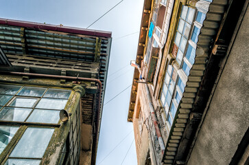 windows of old houses in the city of Georgia