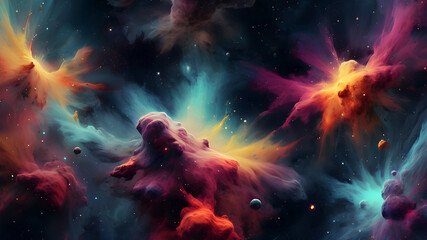 An explosion of colorful paints
