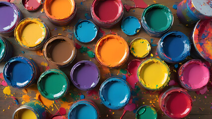 Colorful paint cans
