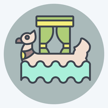 Icon Boat. related to Cambodia symbol. color mate style. simple design editable. simple illustration