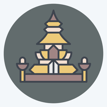 Icon King Norodom Stupa. related to Cambodia symbol. color mate style. simple design editable. simple illustration