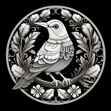 recommend clip art: Oriole Mandala Style Illustration, black and white